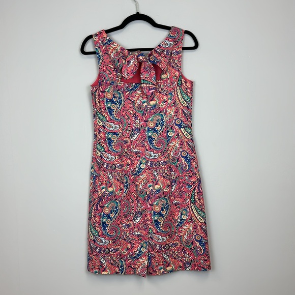 Talbots Pink Paisley Print Sleeveless Sheath Dress Size 2P - Picture 3 of 8